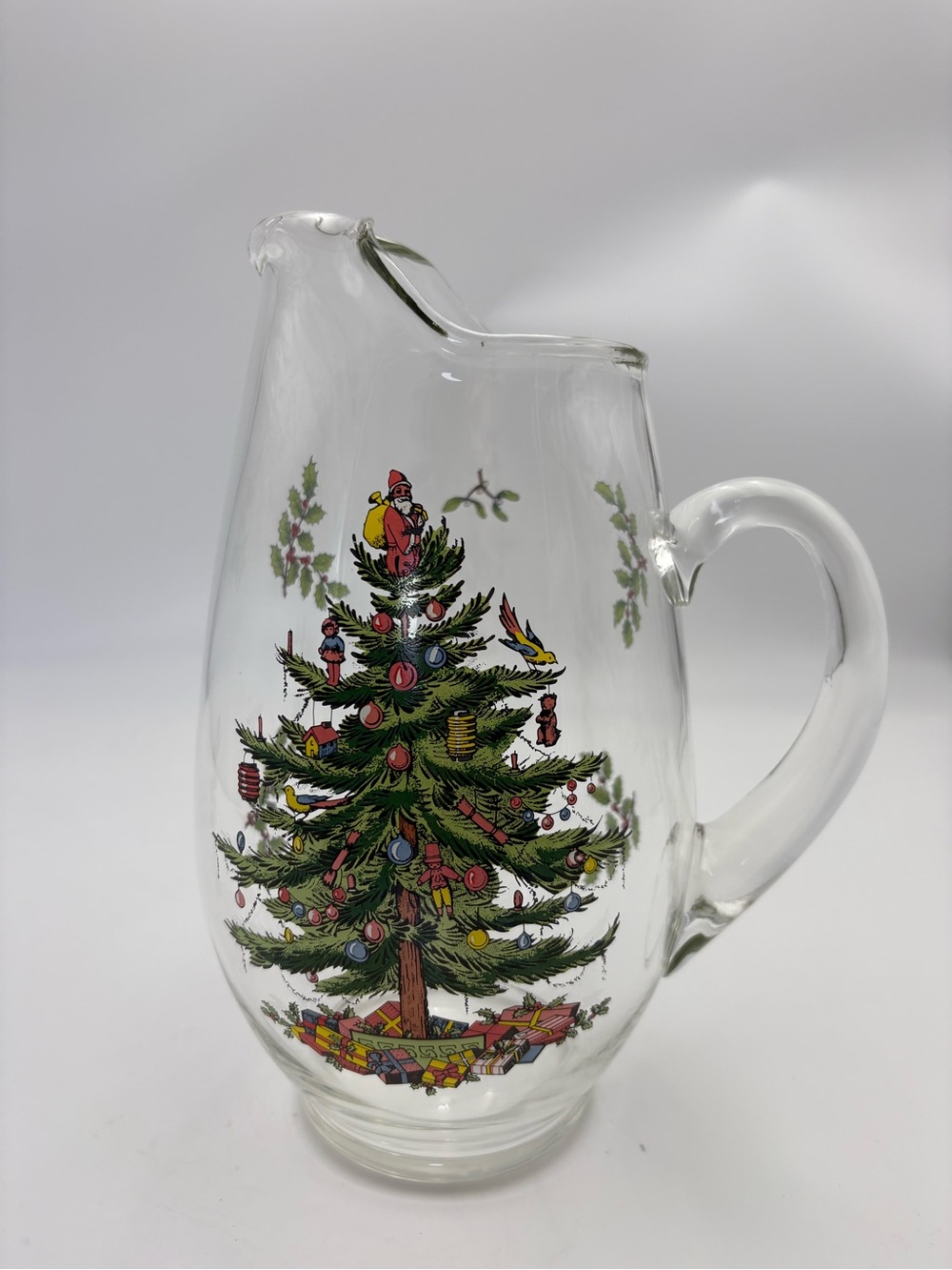 Vintage Spode Christmas Tree Pattern Water Pitcher - 11” Tall